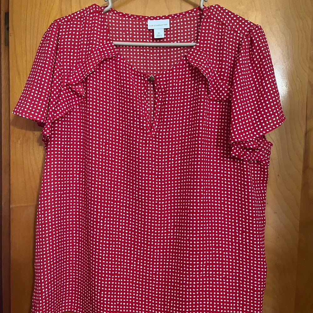 Liz Claiborne Red Polka Dot Women's Top